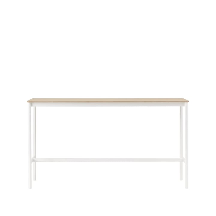 Table de bar Base High - oak, structure blanche, bord en contreplaqué, l50 L190 H105 - Muuto