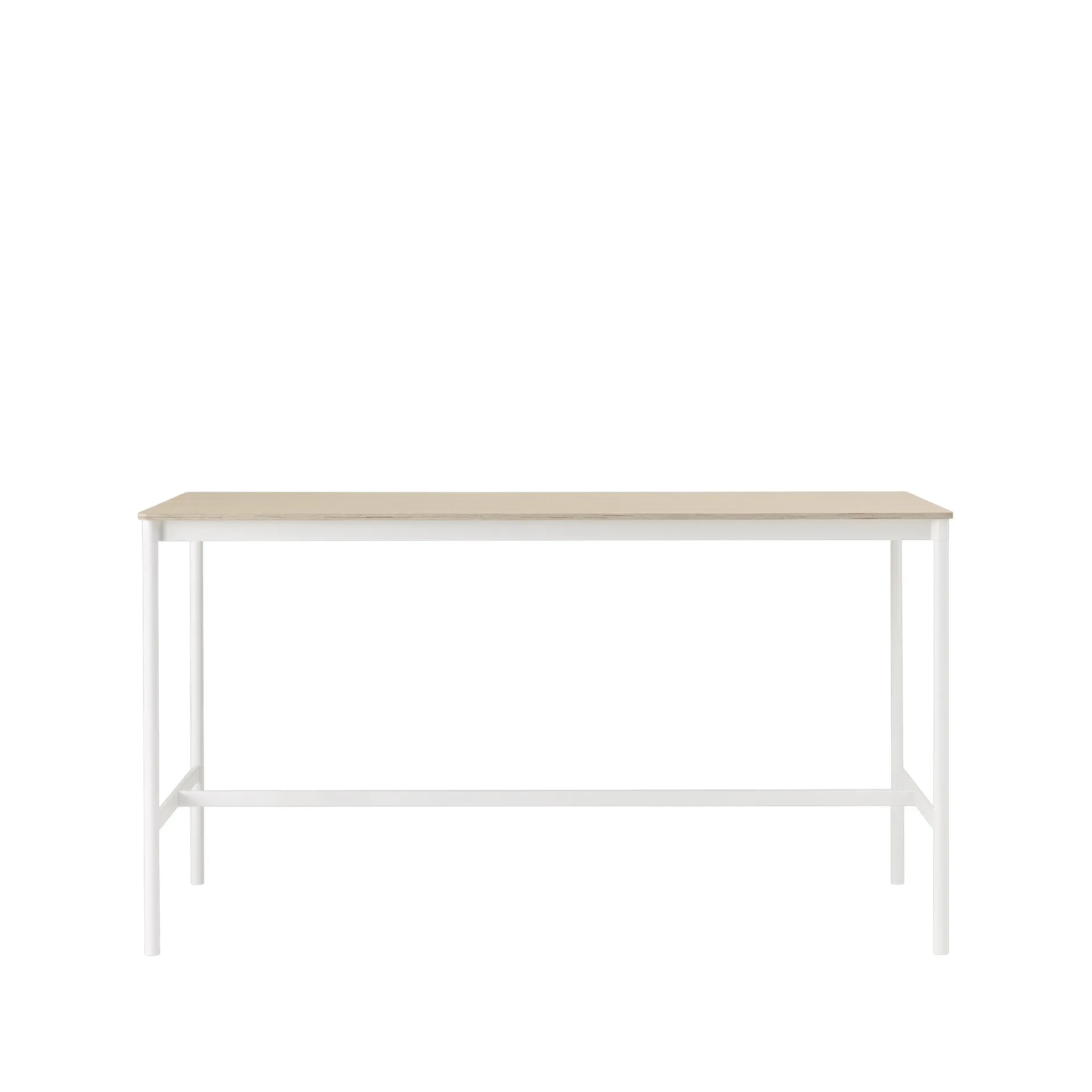 Table de bar Base High, oak, structure blanche, bord en contreplaqué, l85 L190 H105 Muuto