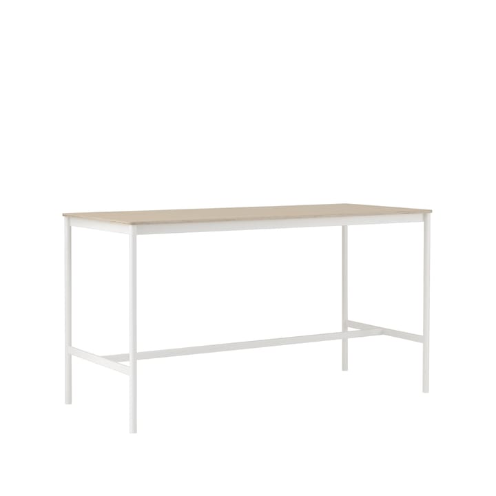 Table de bar Base High - oak, structure blanche, bord en contreplaqué, l85 L190 H105 - Muuto