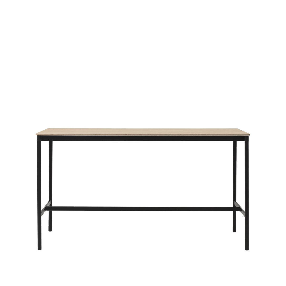 Muuto Table de bar Base High oak, structure noire, bord en contreplaqué, l85 L190 H105