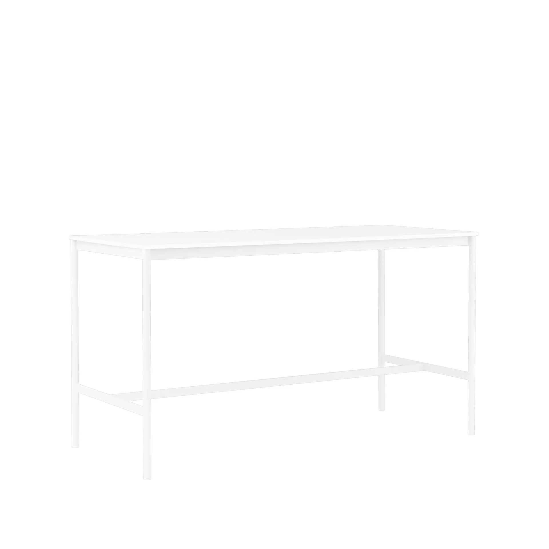 Table de bar Base High, white laminate, structure blanche, bord en ABS, l85 L190 H105 Muuto