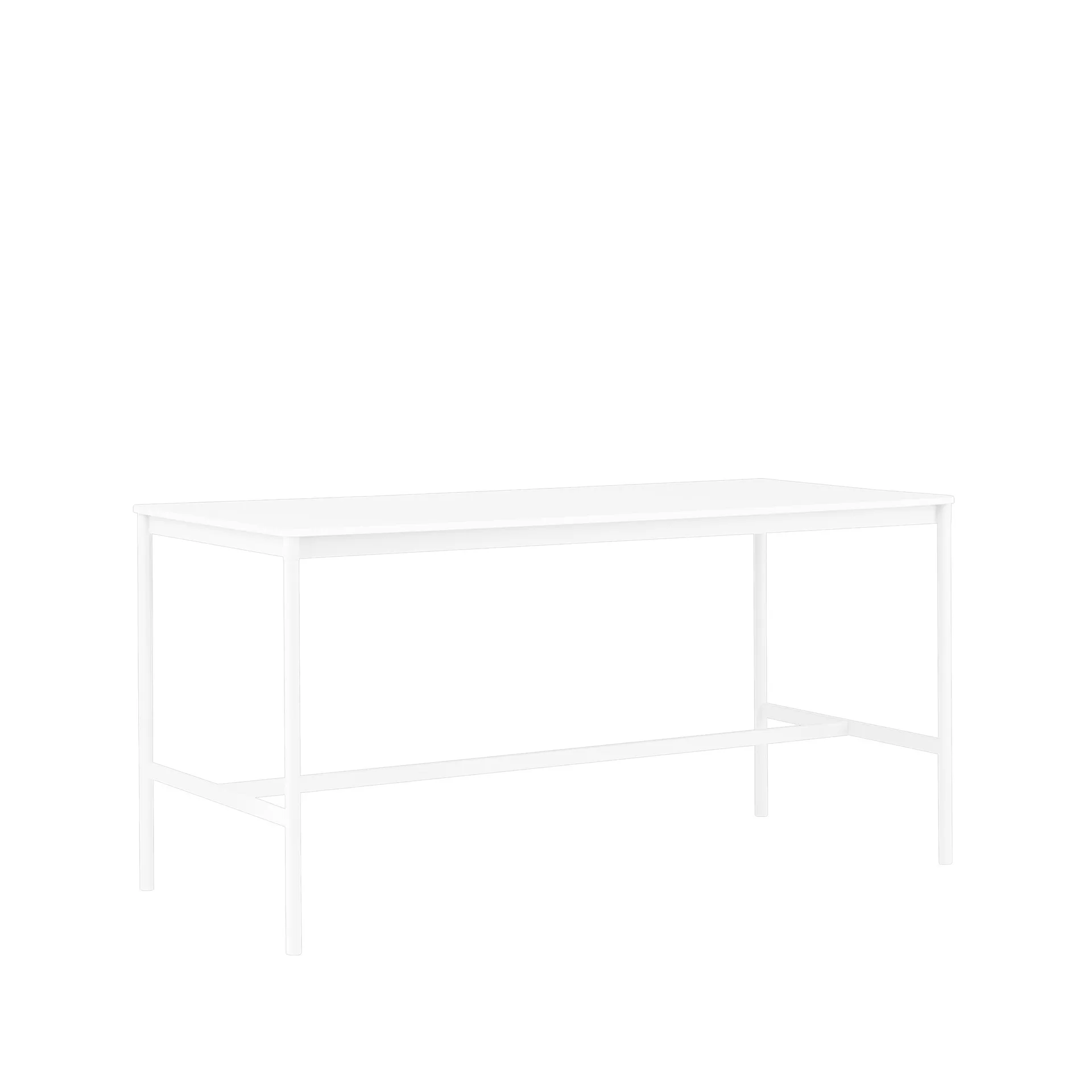 Table de bar Base High, white laminate, structure blanche, bord en ABS, l85 L190 H95 Muuto