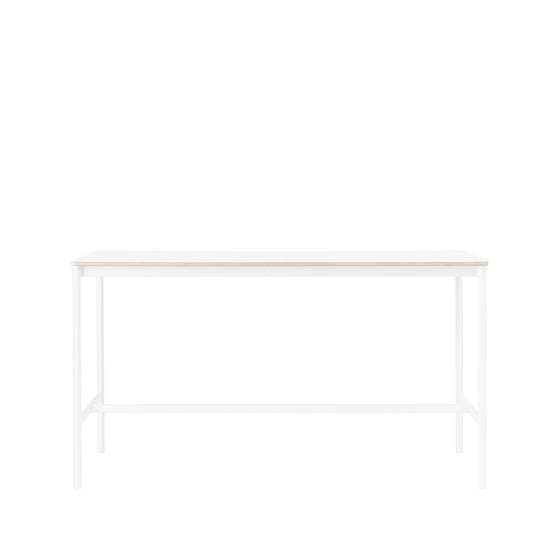 Table de bar Base High, white laminate, structure blanche, bord en contreplaqué, l85 L190 H105 Muuto