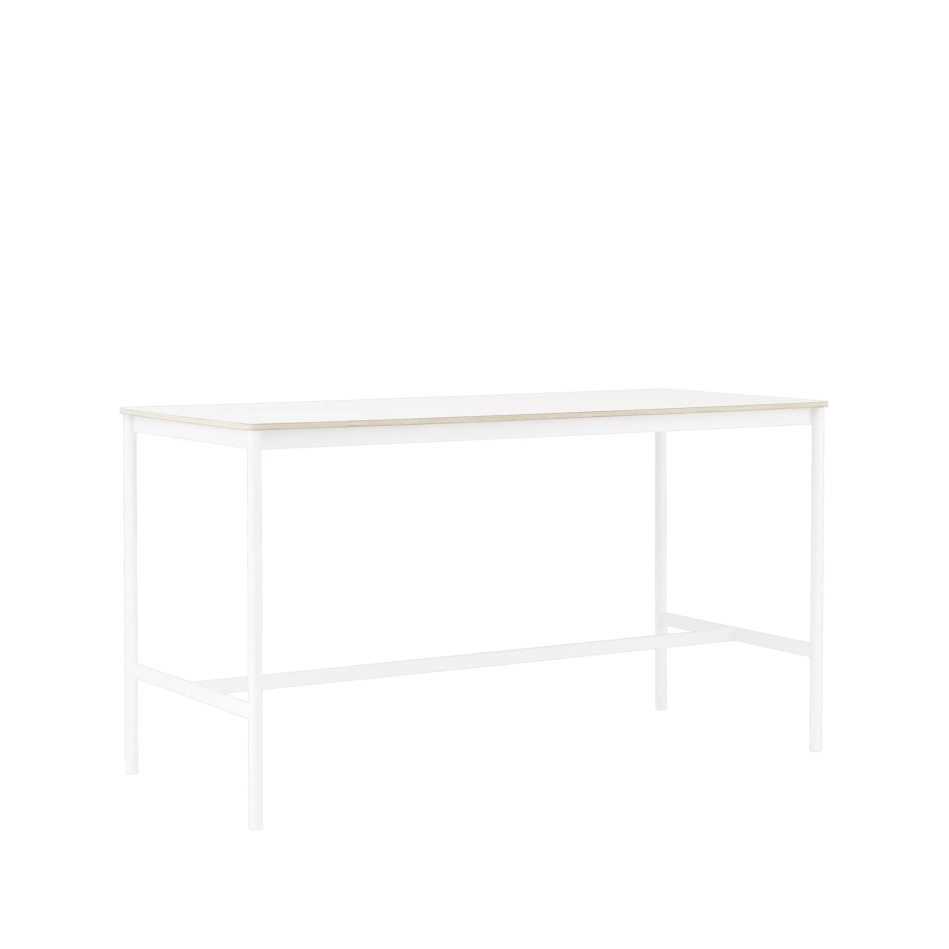 Table de bar Base High, white laminate, structure blanche, bord en contreplaqué, l85 L190 H105 Muuto
