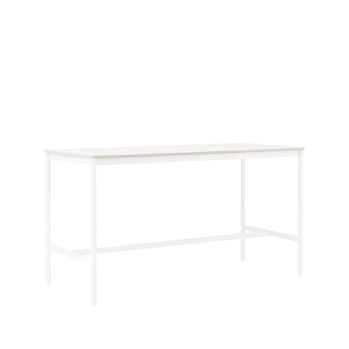Table de bar Base High - white laminate, structure blanche, bord en contreplaqué, l85 L190 H105 - Muuto