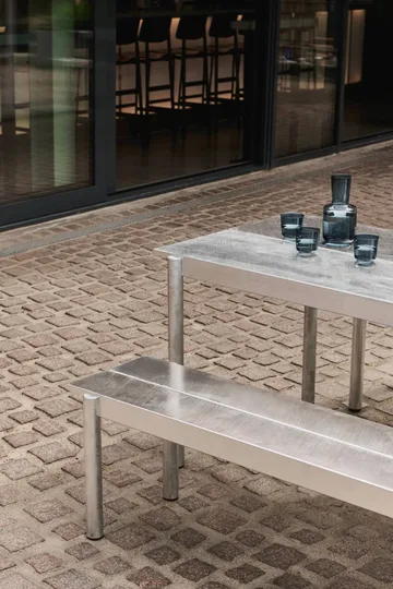 Table en acier Linear steel table 200 cm - Warm galvanized steel - Muuto