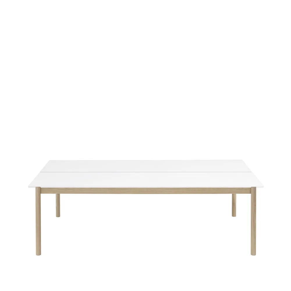 Table Linear System 142x240 cm, White laminate-White ABS-Oak Muuto