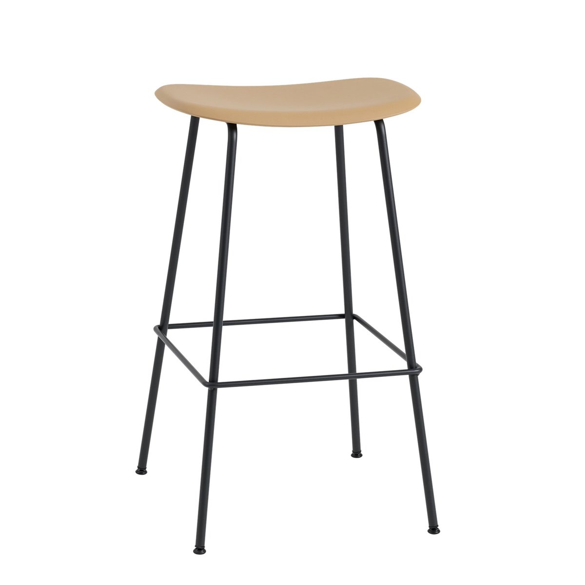 Muuto Tabouret de bar 75 cm Fiber Tube ocre-noir | Design Scandinave | Tabourets de bar | Jaune