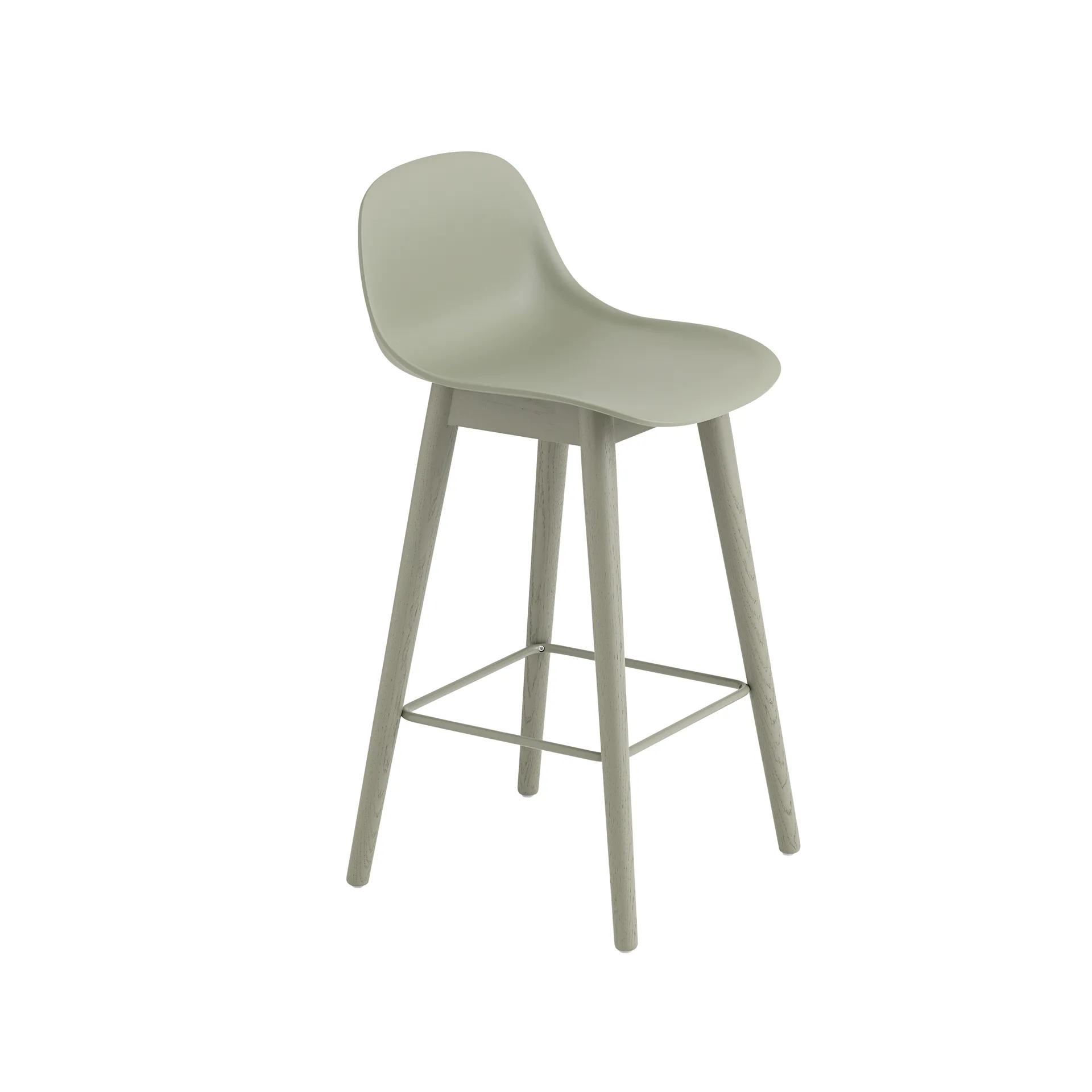 Tabouret de bar Fiber avec dossier 65 cm, Dusty green-pieds verts Muuto