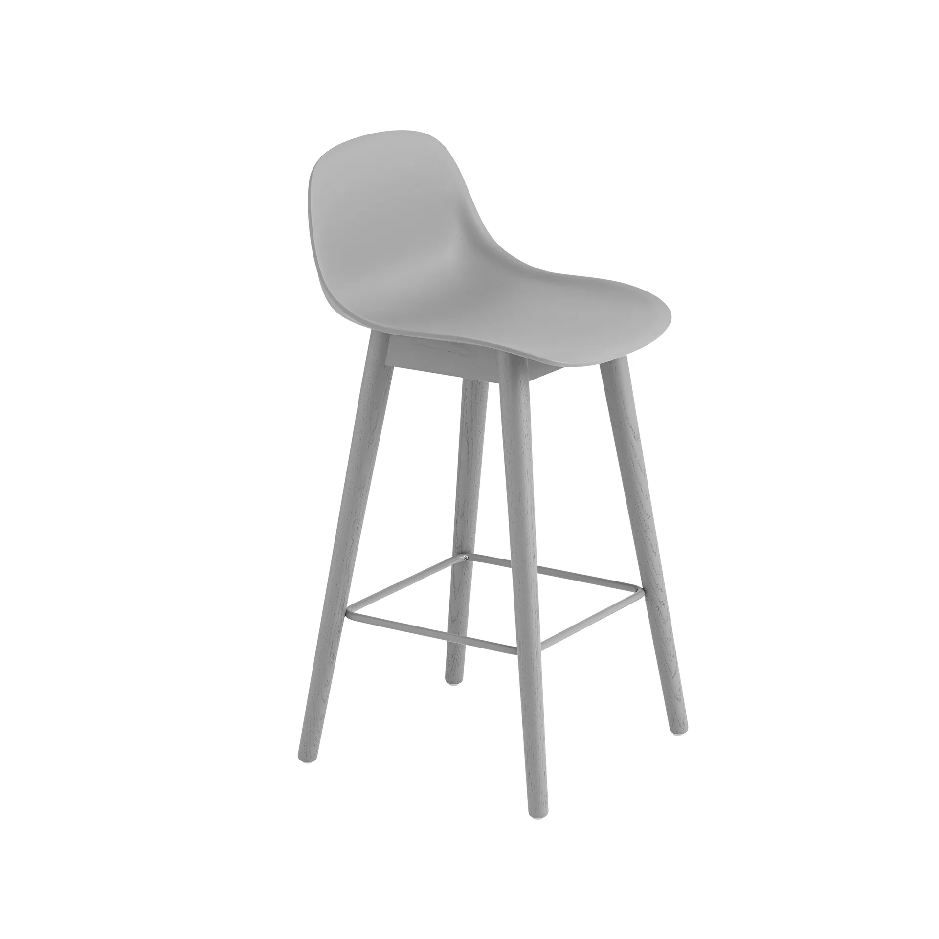 Tabouret de bar Fiber avec dossier 65 cm, Grey-pieds gris Muuto