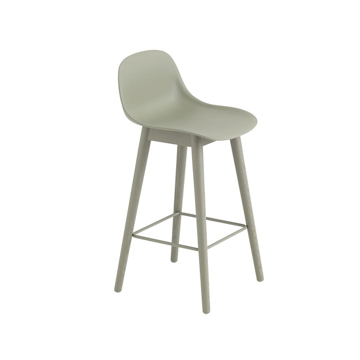 Tabouret de bar Fiber avec dossier - dusty green, pieds verts, bas - Muuto