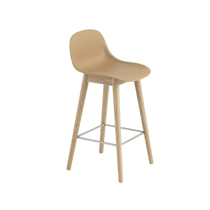 Tabouret de bar Fiber avec dossier - ochre, pieds en chêne, bas - Muuto