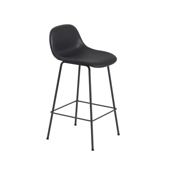 Tabouret de bar Fiber pieds en métal - Refine leather black-Black - Muuto