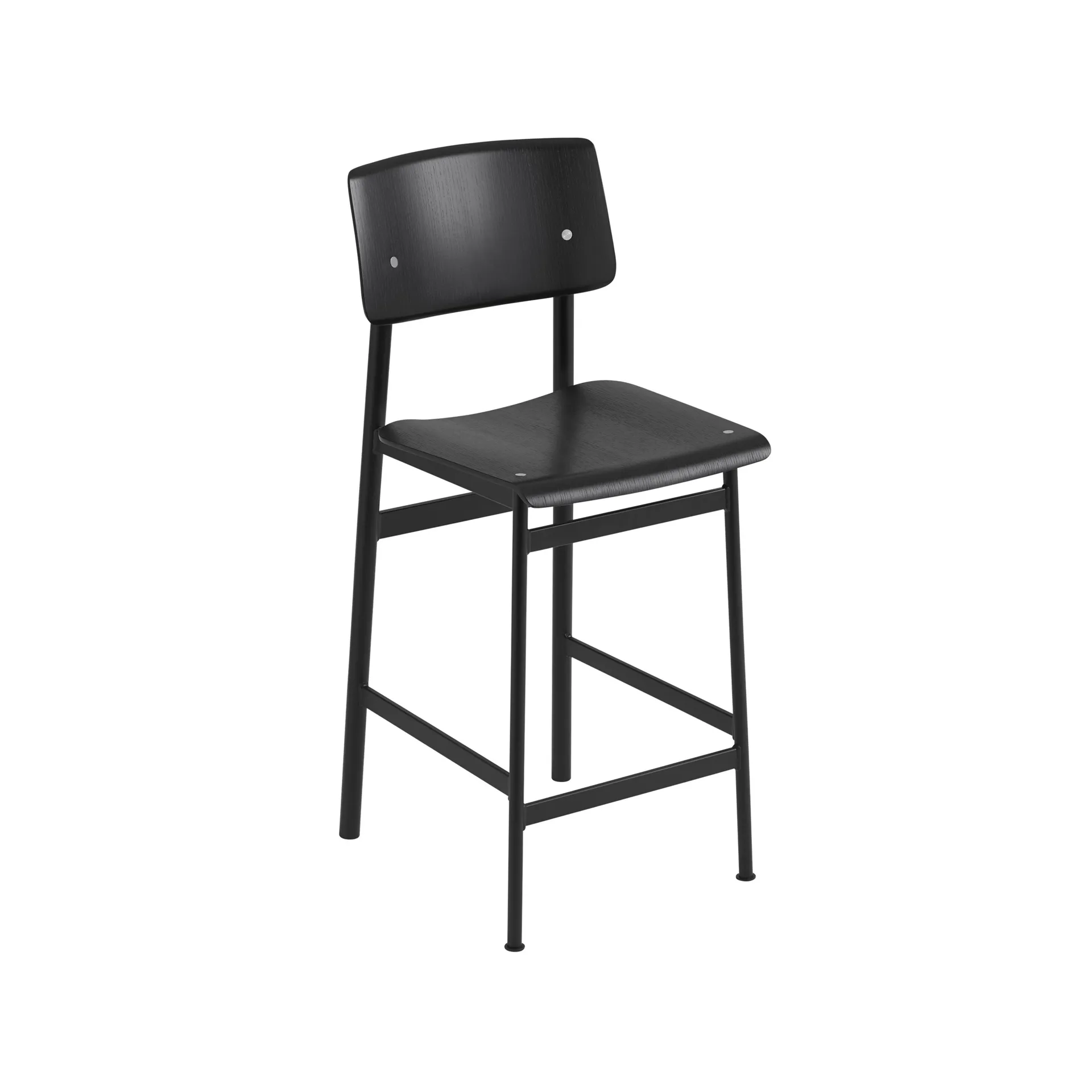 Tabouret de bar Loft, black, bas, structure en acier noir Muuto
