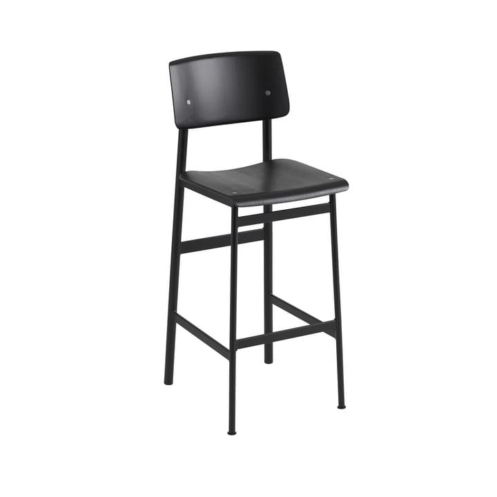 Tabouret de bar Loft - black, haut, structure en acier noir - Muuto