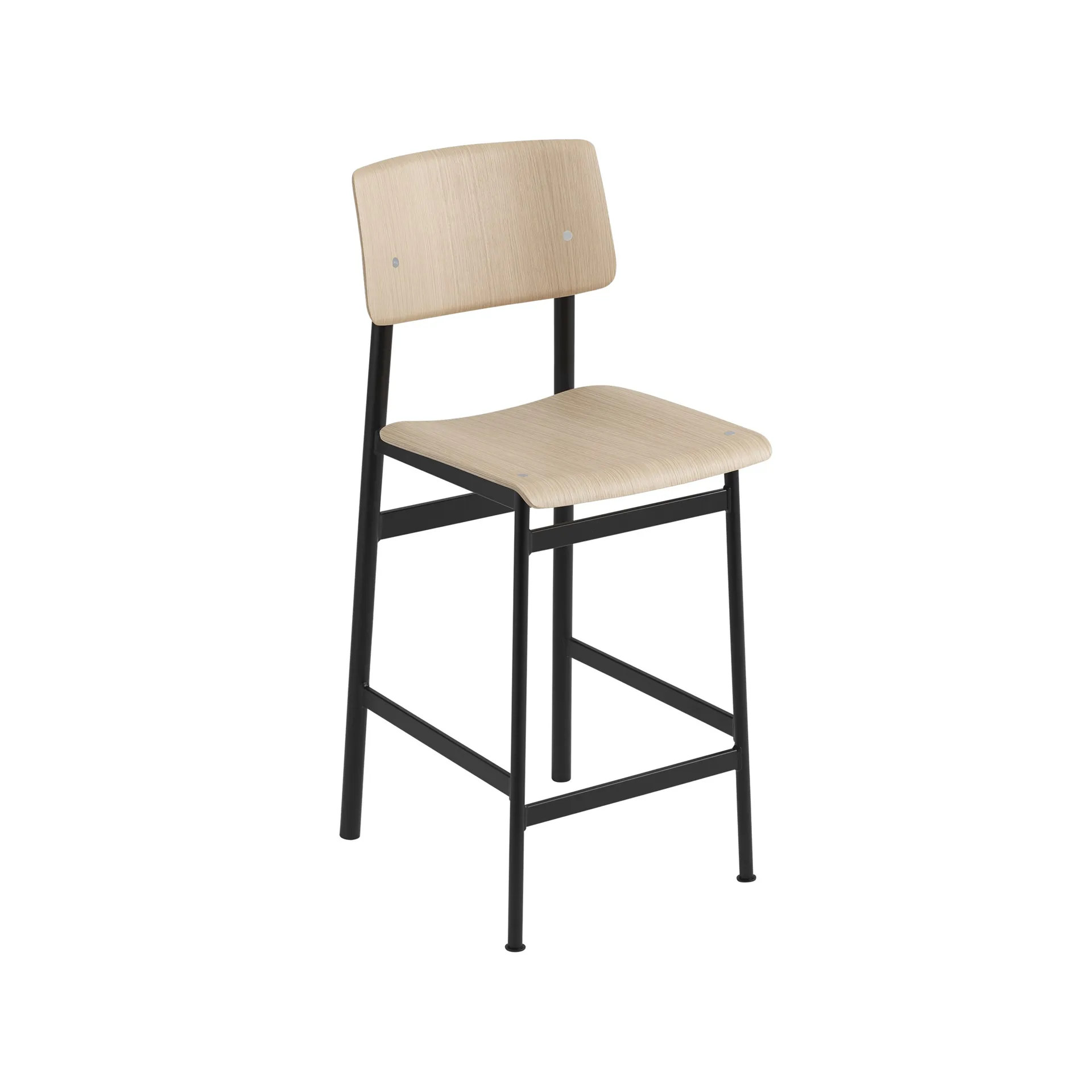 Tabouret de bar Loft, oak, bas, structure en acier noir Muuto