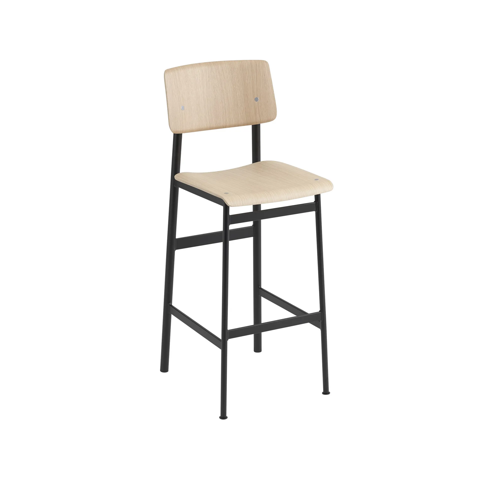 Tabouret de bar Loft, oak, haut, structure en acier noir Muuto