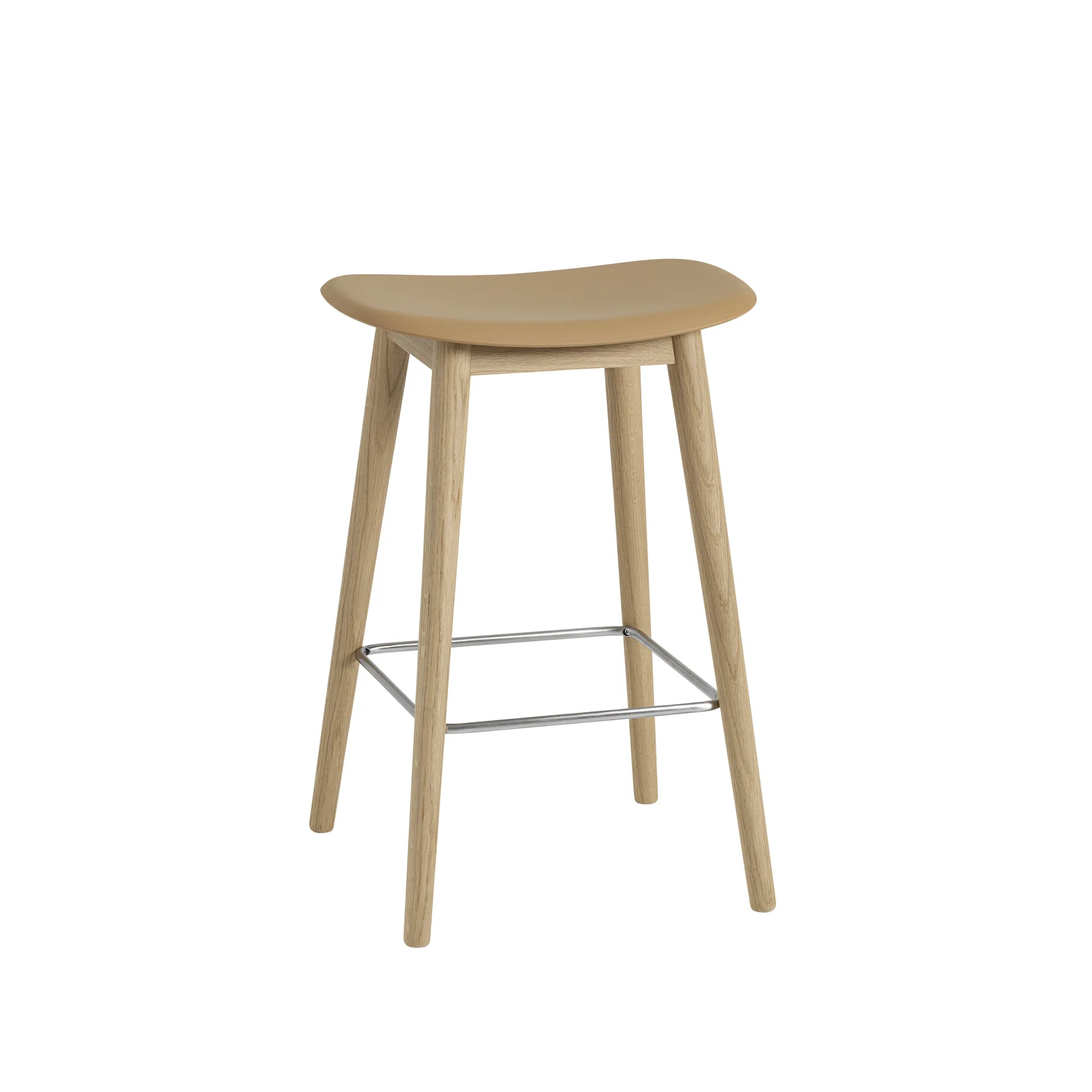 Tabouret Fiber counter 65 cm, ochre, pieds en chêne Muuto