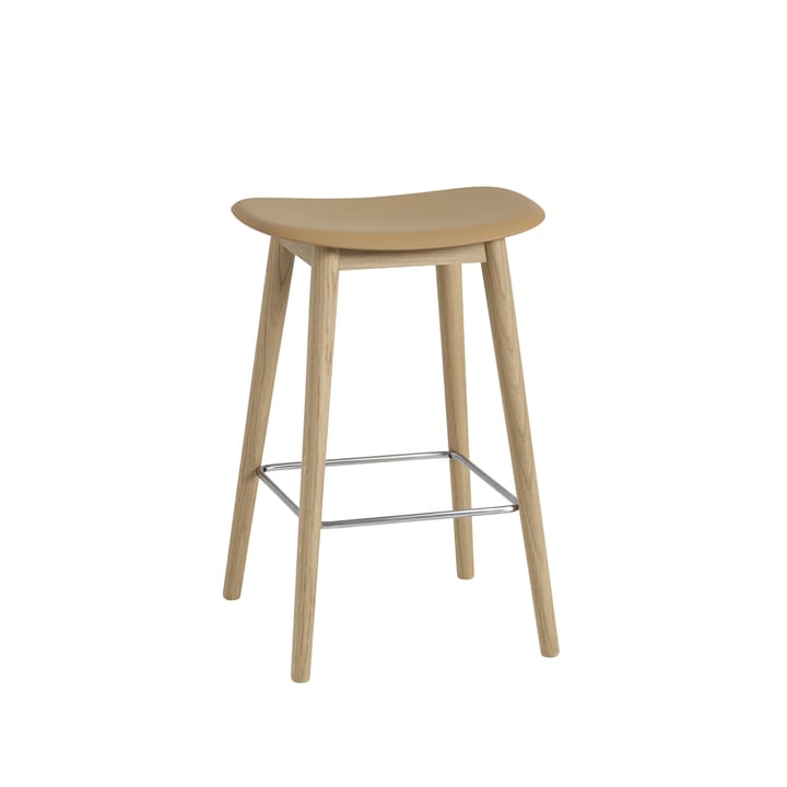 Tabouret Fiber counter 65 cm - ochre, pieds en chêne - Muuto