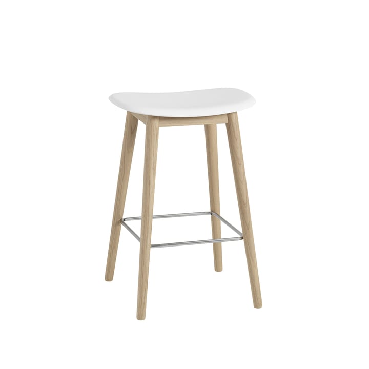 Tabouret Fiber counter 65 cm - white, pieds en chêne - Muuto