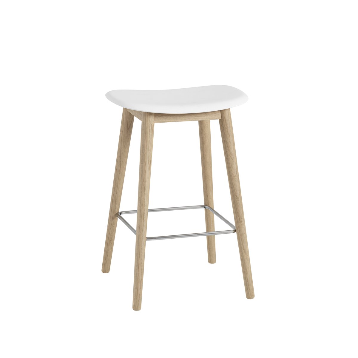Muuto Tabouret Fiber counter 65 cm white, pieds en chêne