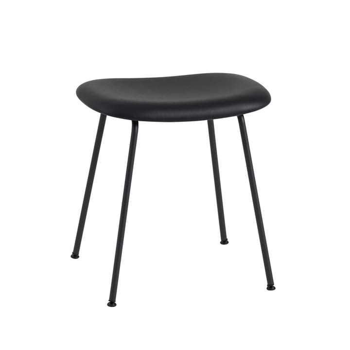 Tabouret Fiber - cuir black, structure en acier noir - Muuto