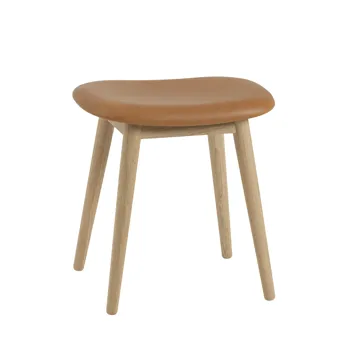 Tabouret Fiber - cuir cognac, pieds en chêne - Muuto