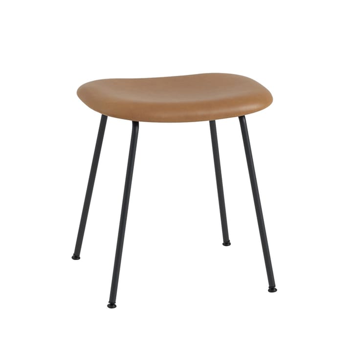 Tabouret Fiber - cuir cognac, structure en acier noir - Muuto