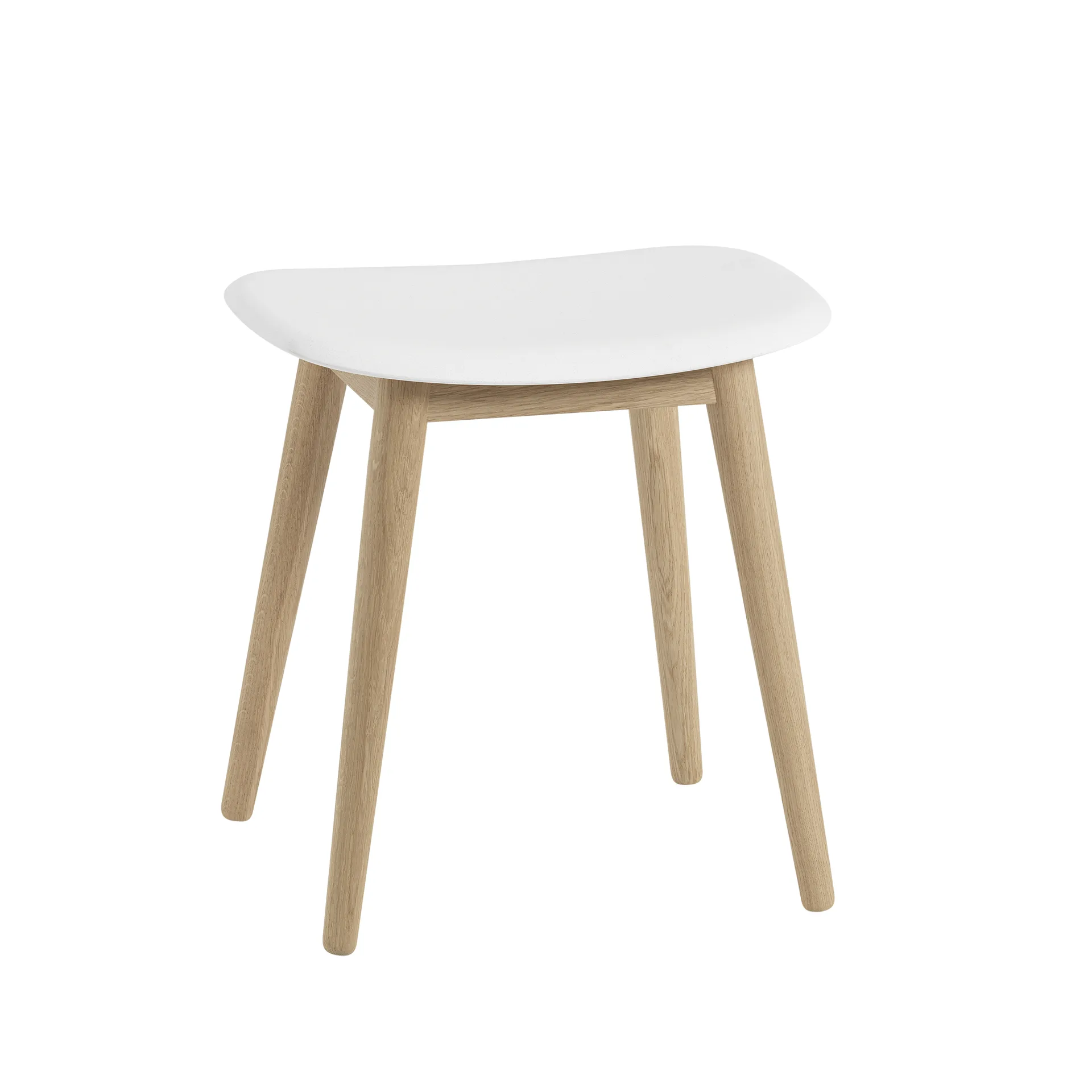 Tabouret Fiber, natural white, pieds en bois Muuto