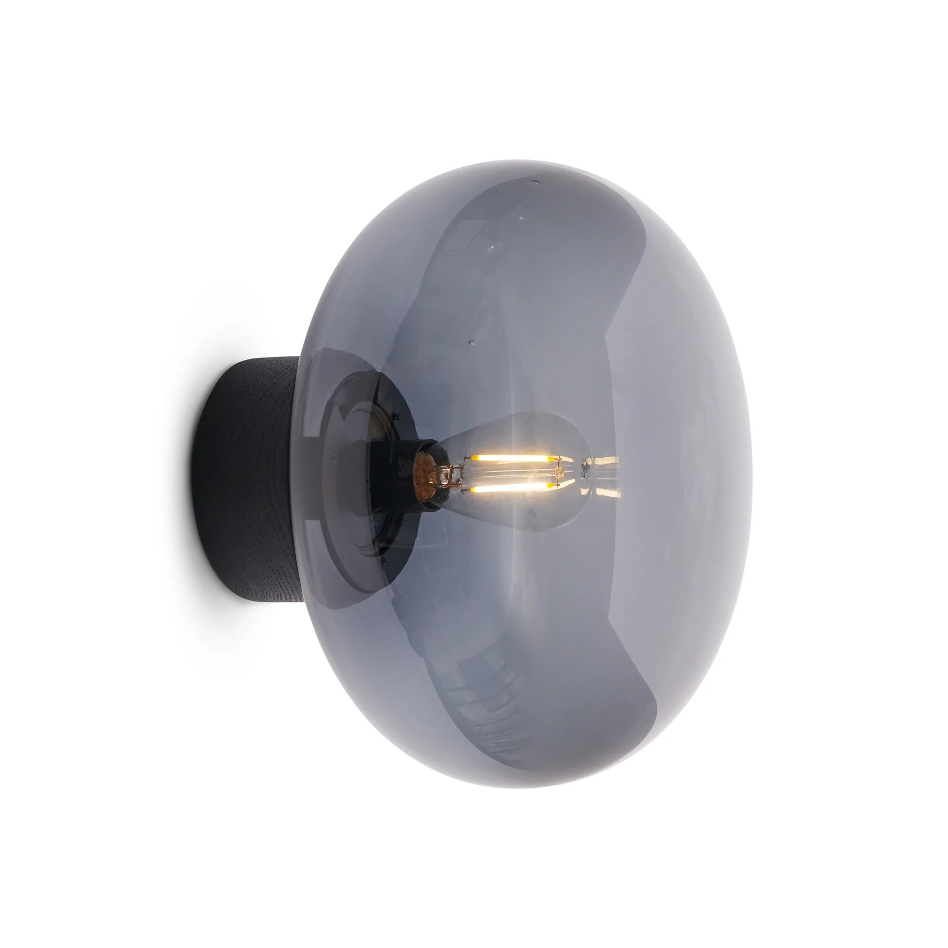 Applique murale Karl-Johan, Black stained oak-smoked glass New Works