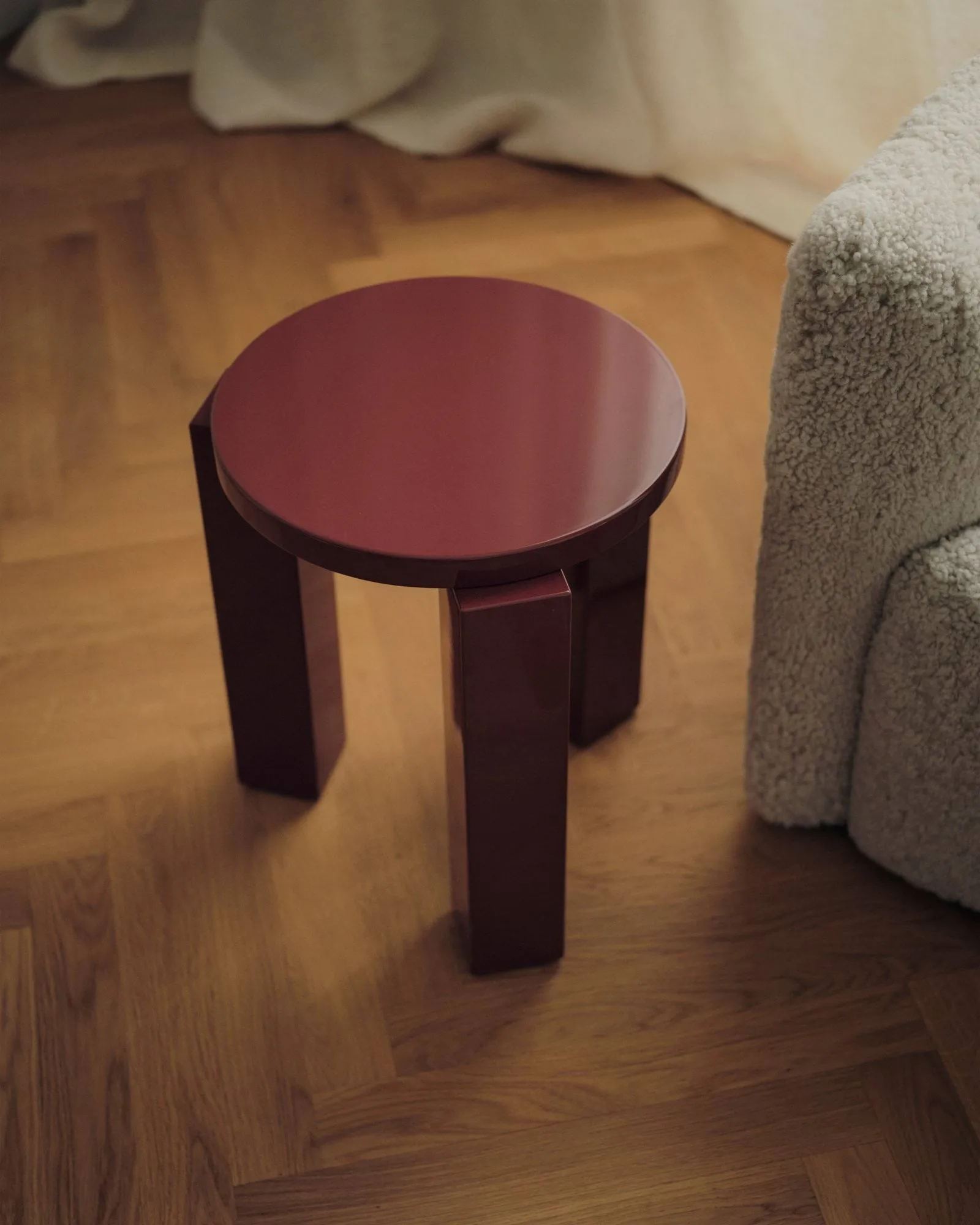 Atlas tabouret rond, Burgundy, Ø36x44 cm New Works