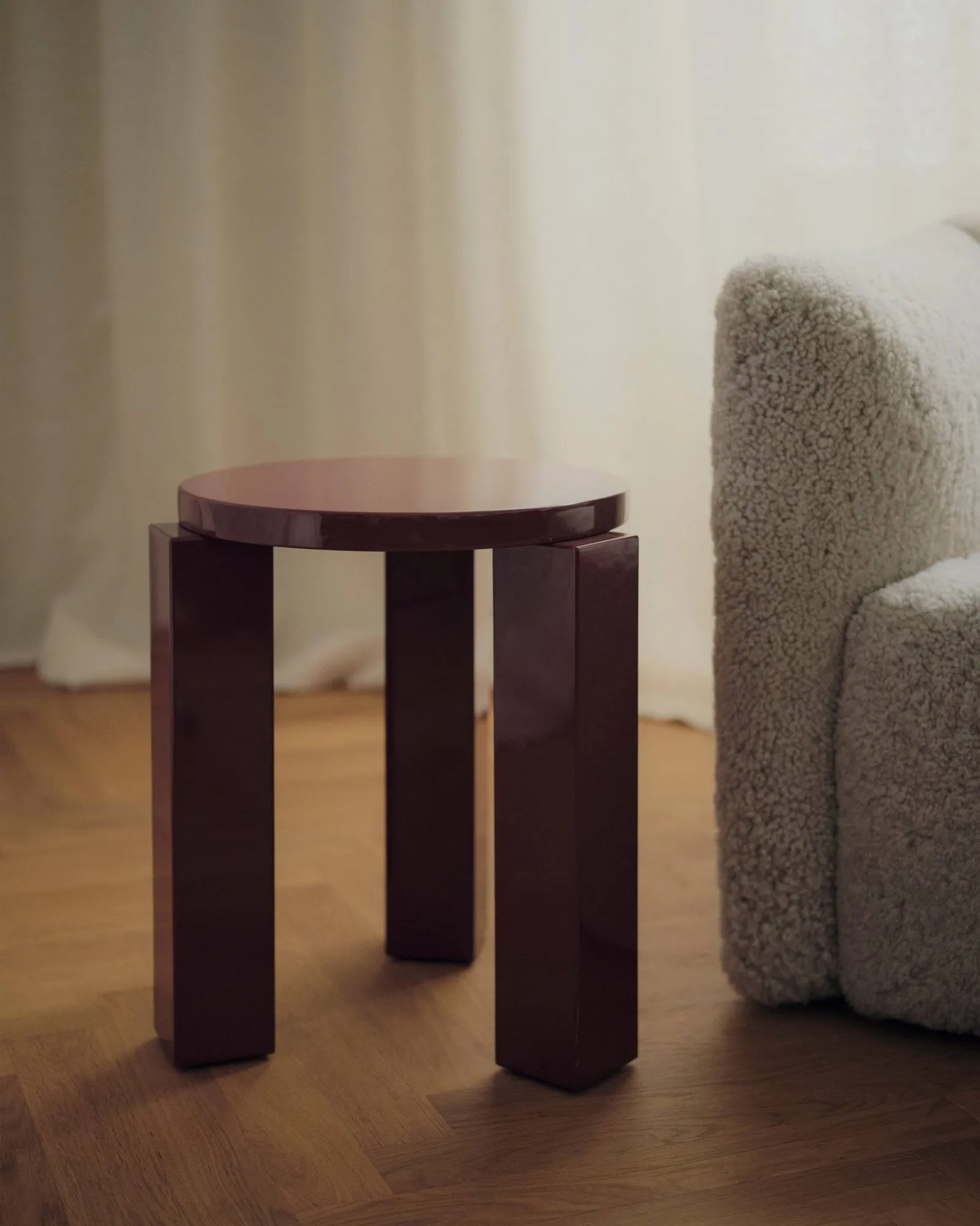 Atlas tabouret rond, Burgundy, Ø36x44 cm New Works