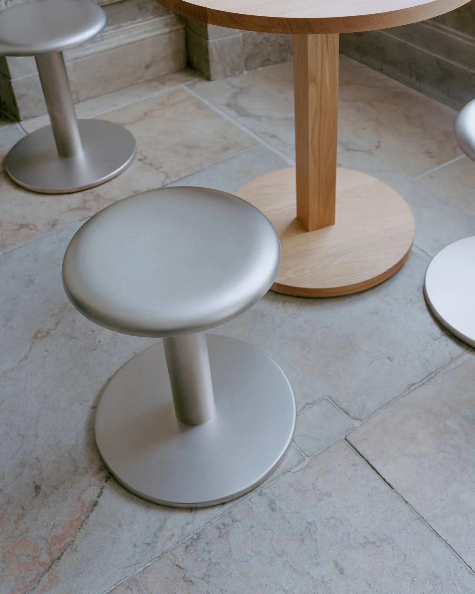 Coupe tabouret rond, Acier inoxydable, Ø40x46 cm New Works
