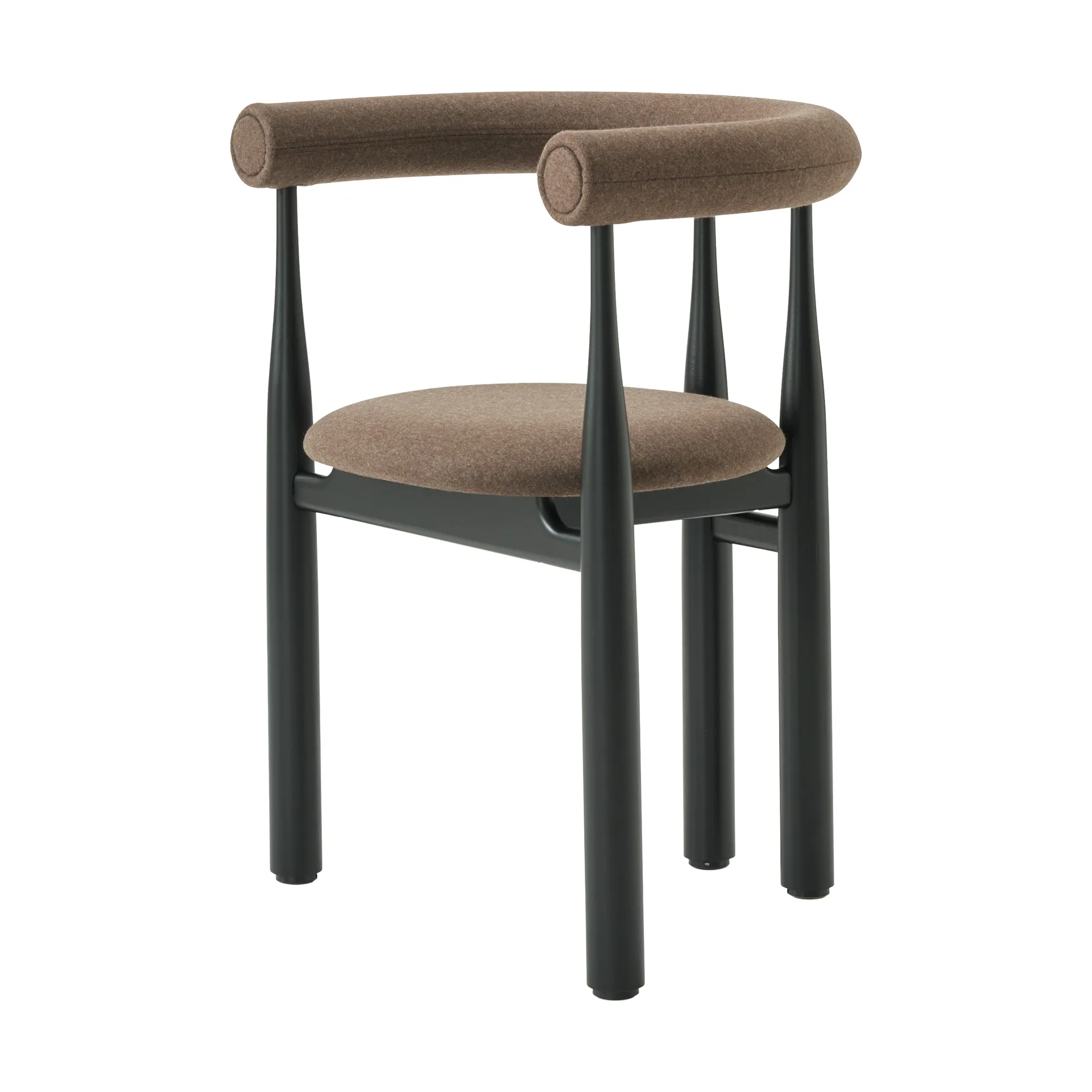 Fauteuil Bukowski tapissé, Black, Wooly Plus 1007 New Works