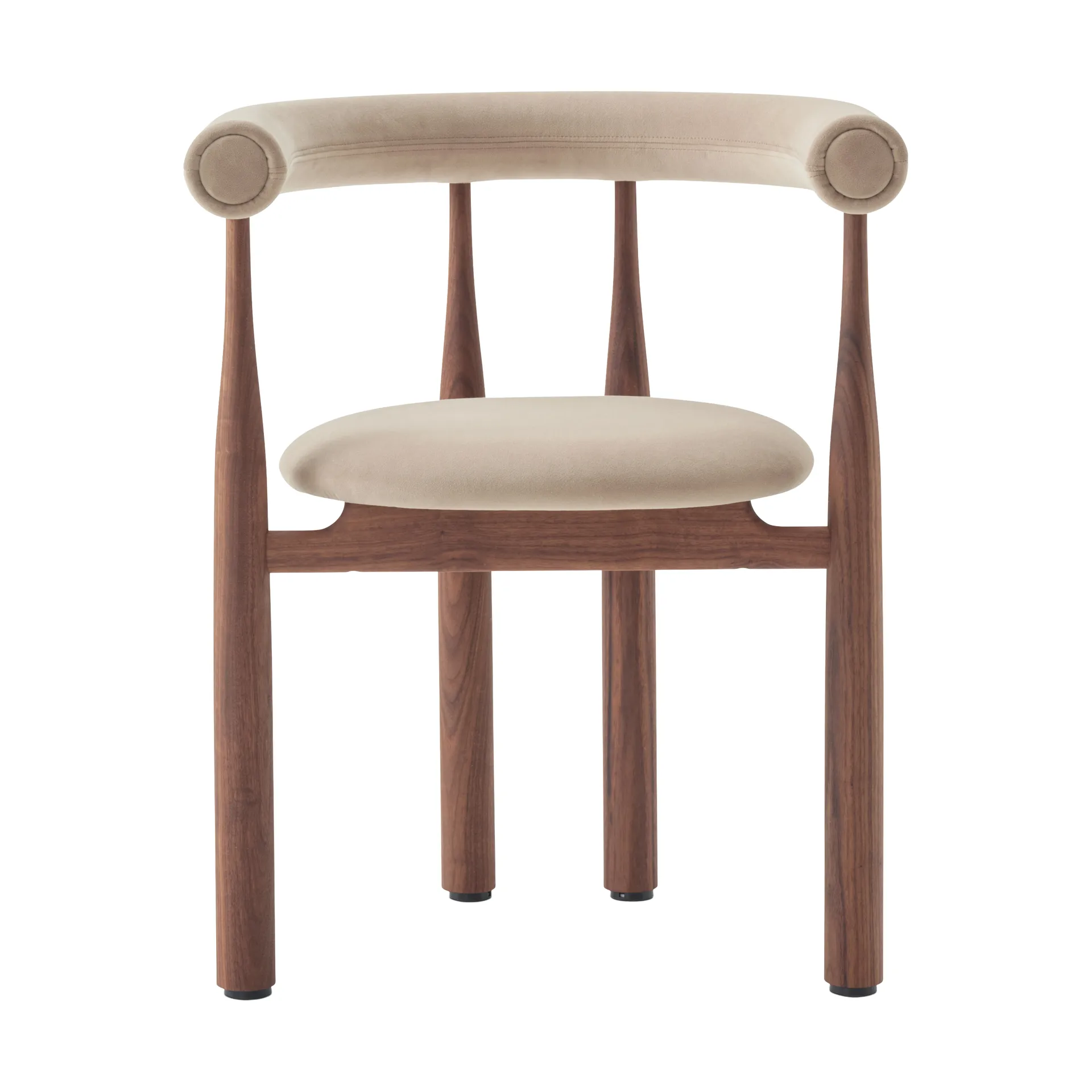 Fauteuil Bukowski tapissé, Walnut, Megan 26 Beige New Works