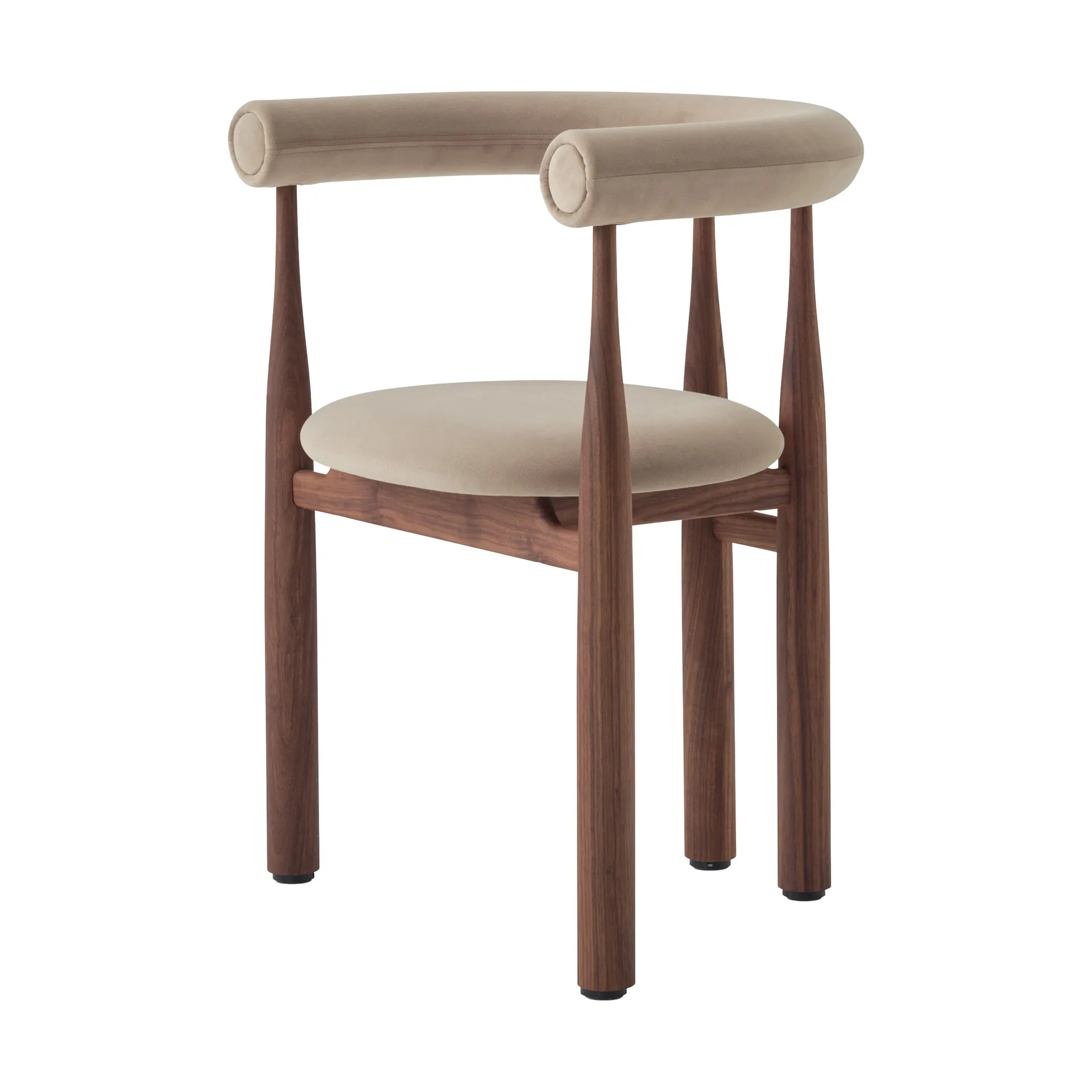 Fauteuil Bukowski tapissé, Walnut, Megan 26 Beige New Works