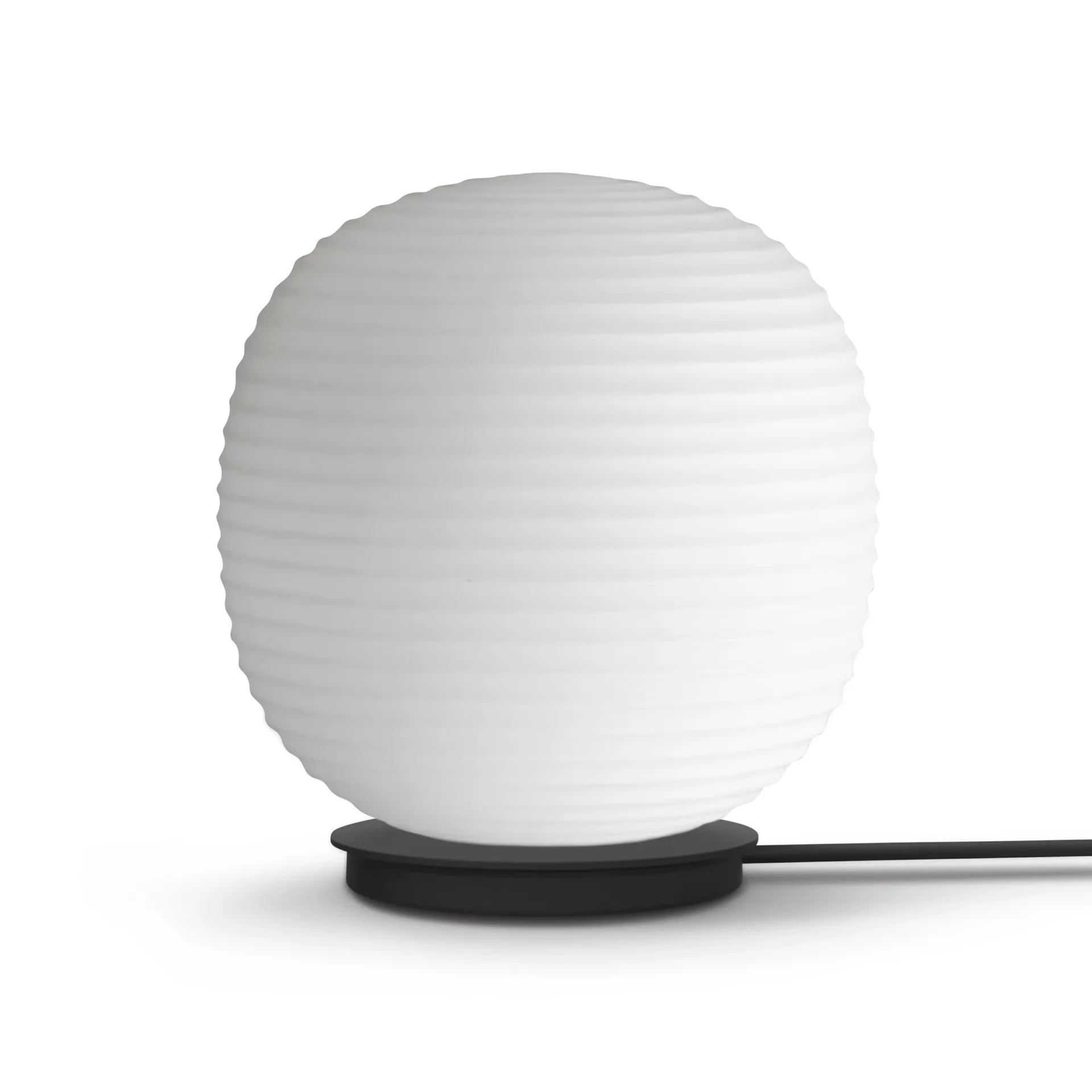 Lampe de table Lantern Globe moyen, Frosted white opal glass New Works
