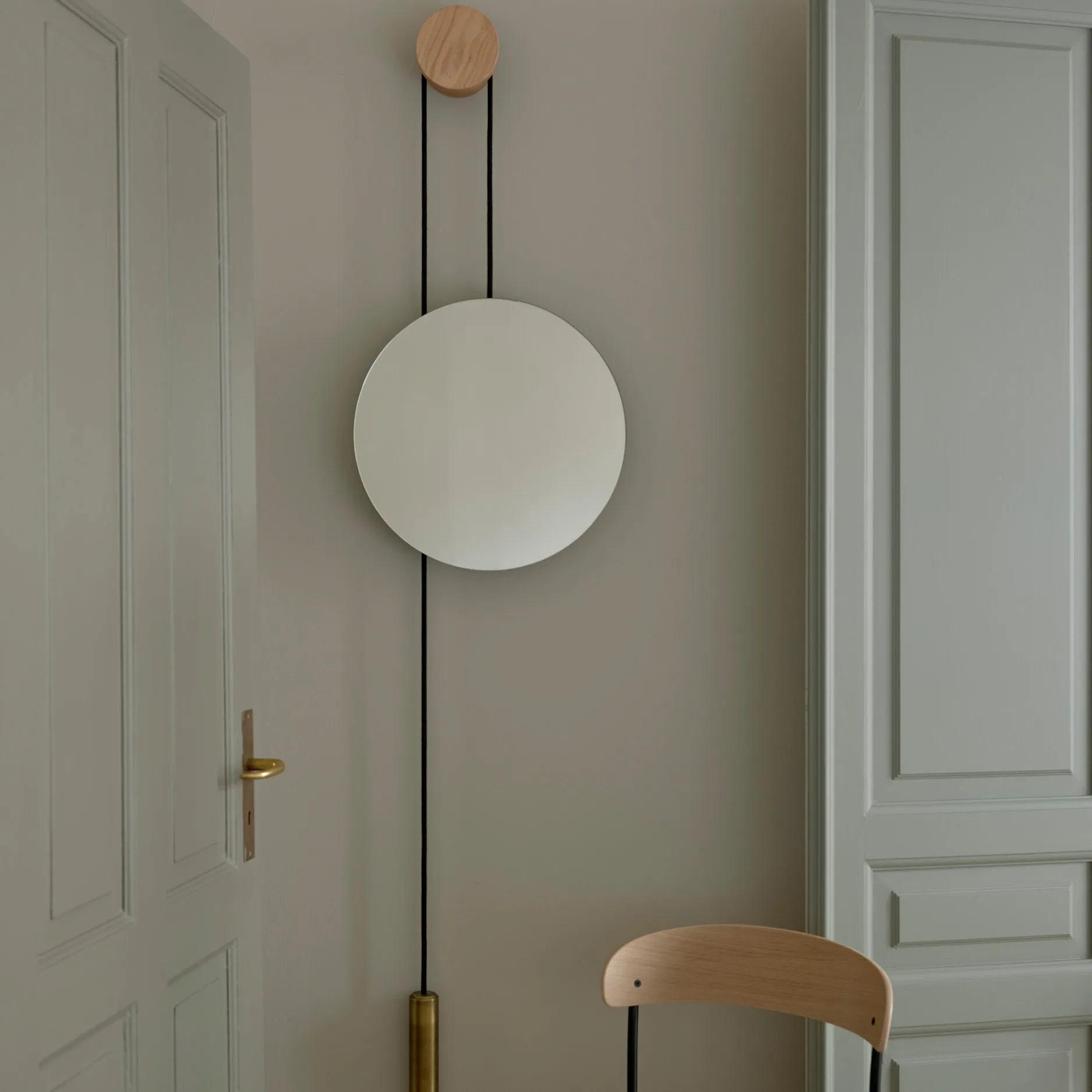 Miroir Rise and Shine, Natural oak-brass weight New Works