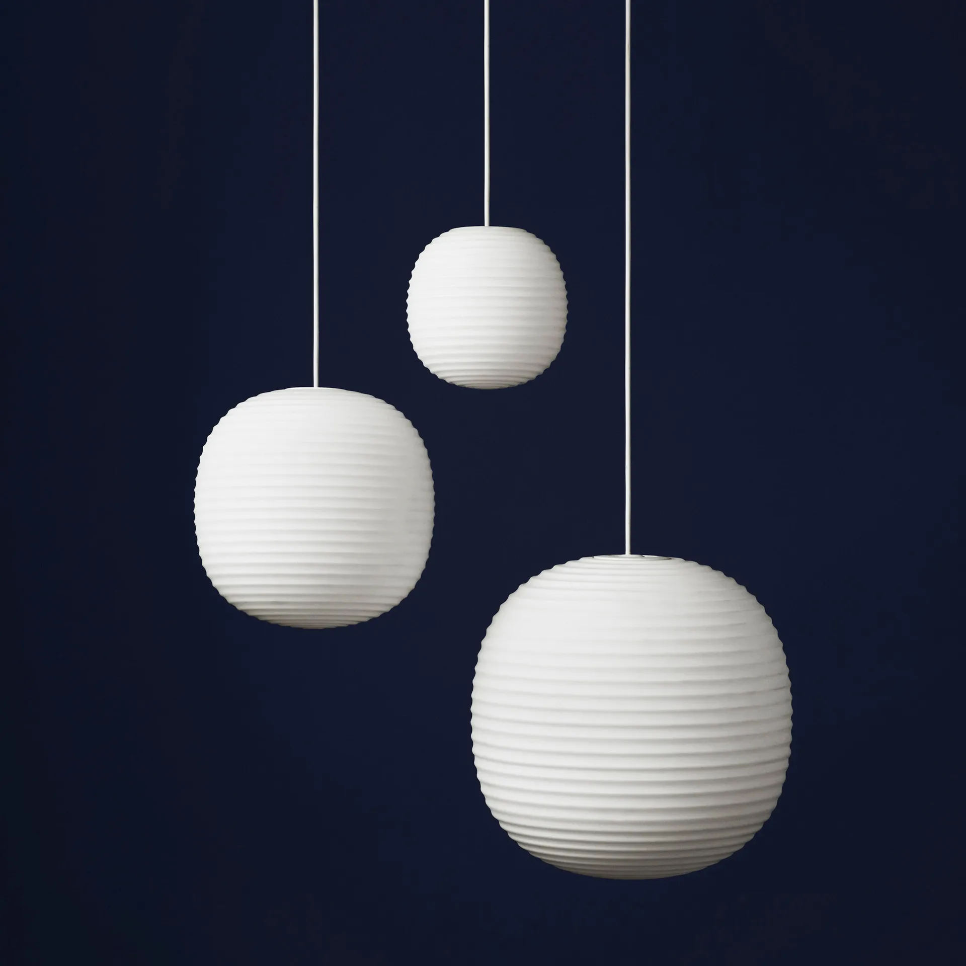 Suspension Lantern small, Frosted white opal glass New Works