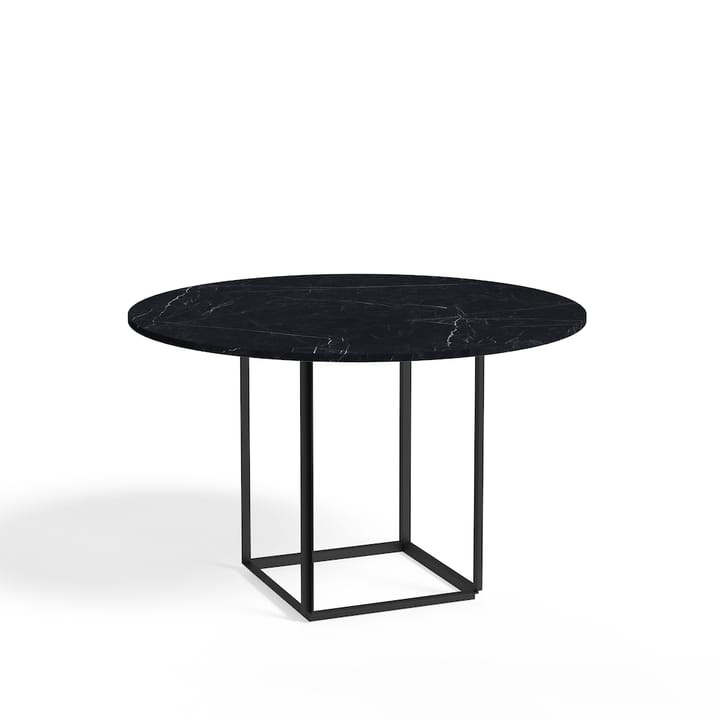 Table à manger ronde Florence - black marquina marble, ø 120 cm, structure noire - New Works