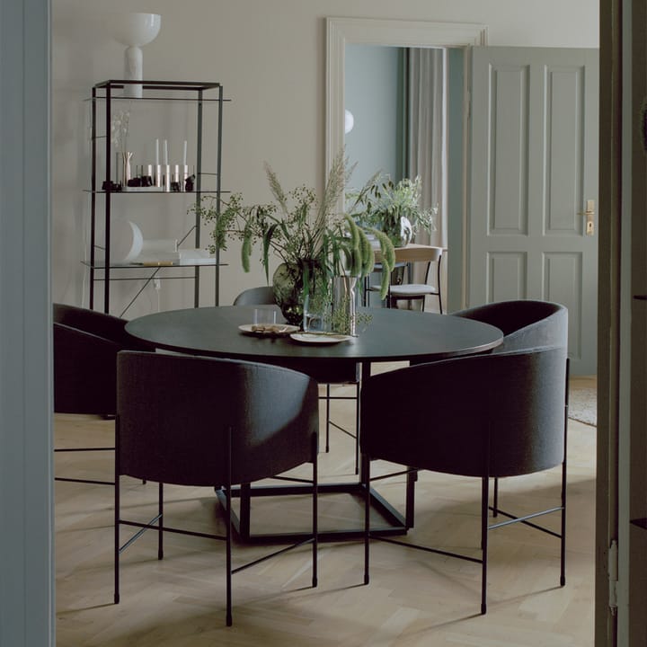 Table à manger ronde Florence - black marquina marble, ø 120 cm, structure noire - New Works