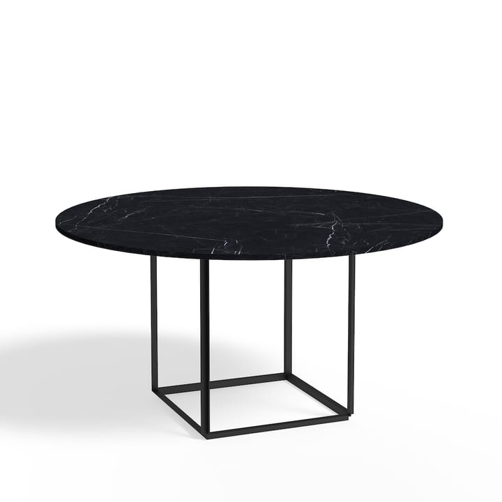 Table à manger ronde Florence - black marquina marble, ø 145 cm, structure noire - New Works