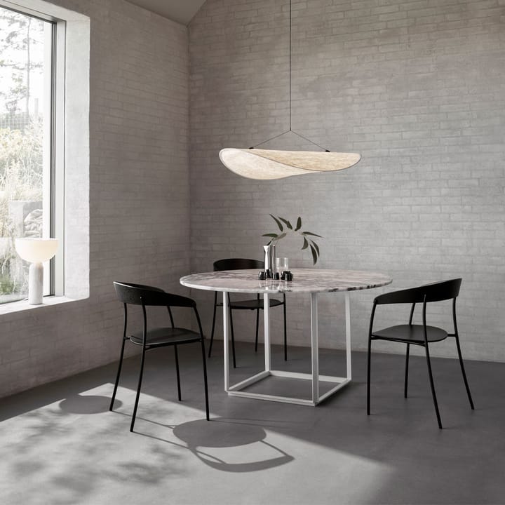 Table à manger ronde Florence, gris du marais marble, ø 120 cm, structure noire New Works