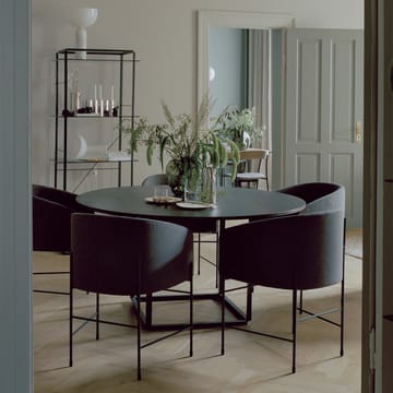 Table à manger ronde Florence - gris du marais marble, ø 145 cm, structure noire - New Works