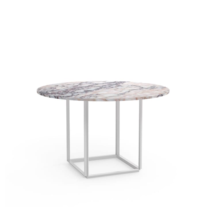 Table à manger ronde Florence - white viola marble, ø 120 cm, structure blanche - New Works