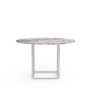 Table à manger ronde Florence - white viola marble, ø 120 cm, structure blanche - New Works