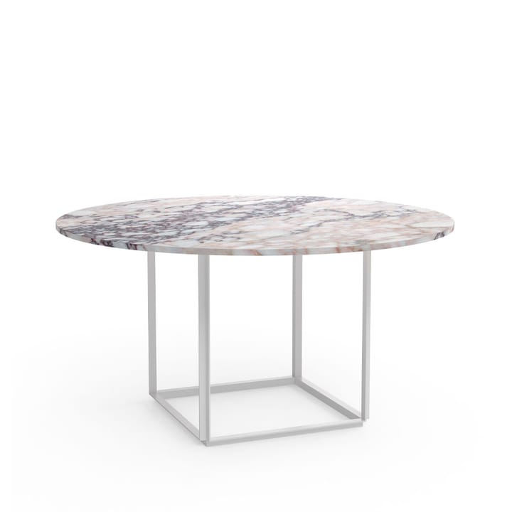 Table à manger ronde Florence - white viola marble, ø 145 cm, structure blanche - New Works