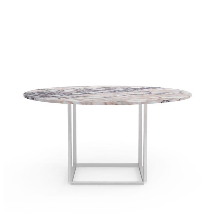 Table à manger ronde Florence - white viola marble, ø 145 cm, structure blanche - New Works