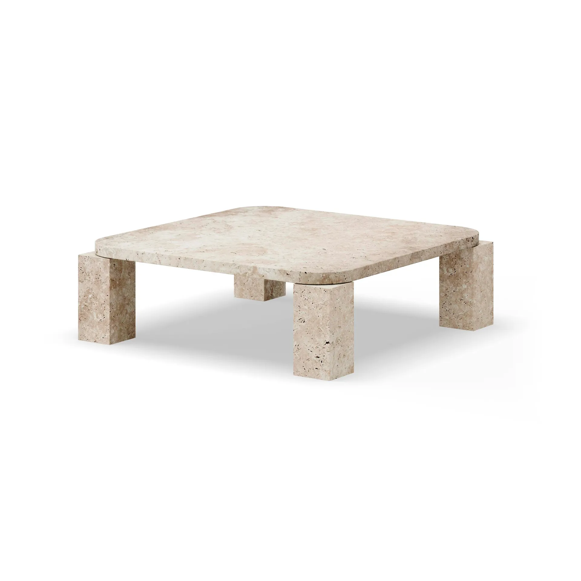 Table basse Atlas 82x82 cm, Unfilled Travertine New Works