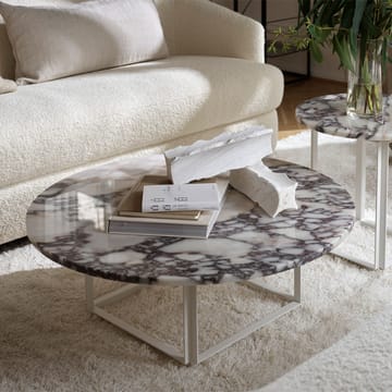 Table basse Florence - white viola marble, ø 90 cm, structure blanche - New Works